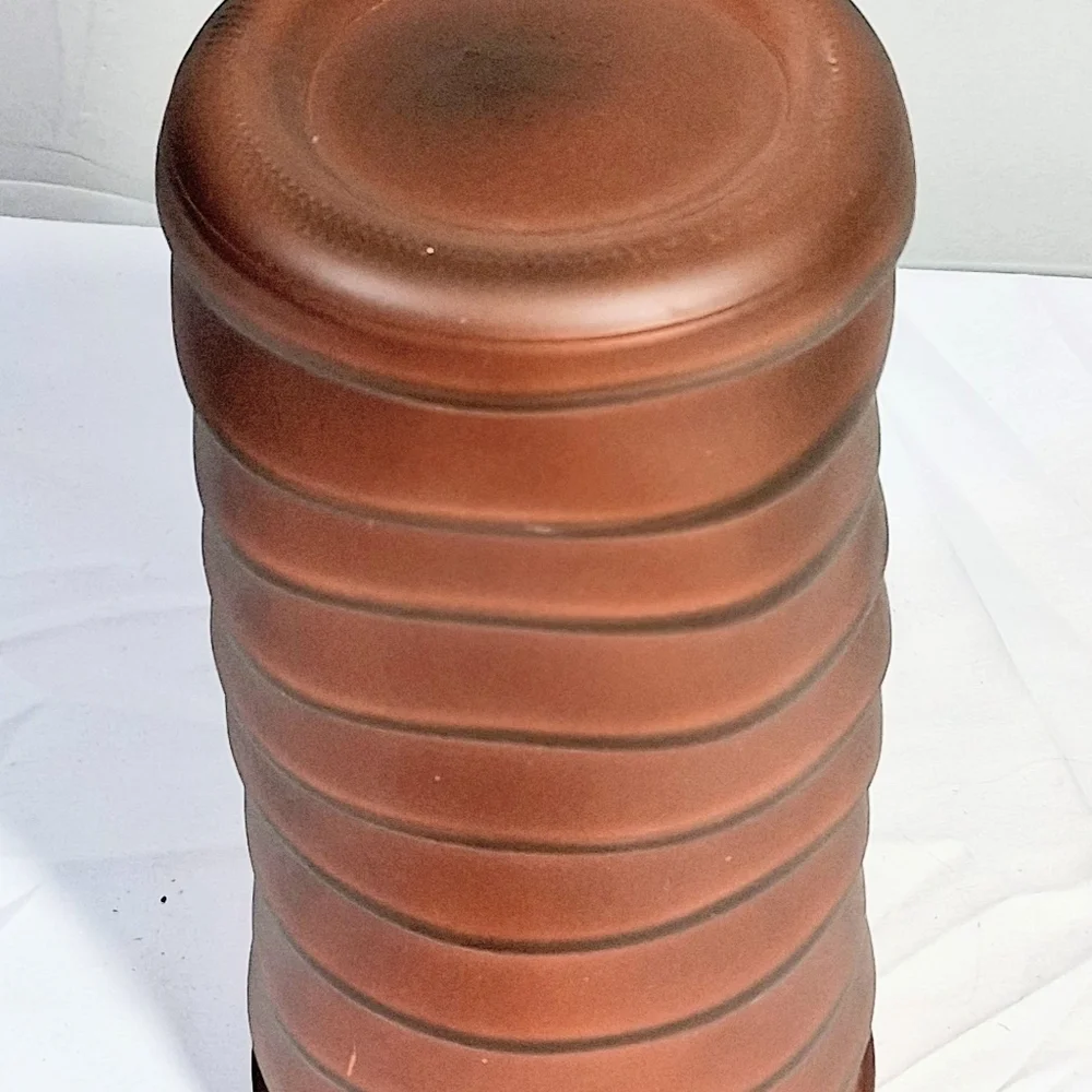 Vintage 70's Hoosier Glass Brown Vertical Ribbed Vase